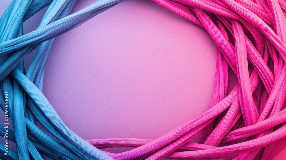 Aufkleber a vibrant gradient of blue and pink cables intertwined, creating a dynamic and colorful abstract des