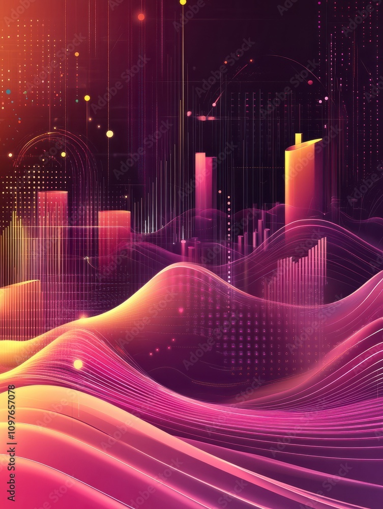 Poster performance data visualization abstract concept vector illustrations.