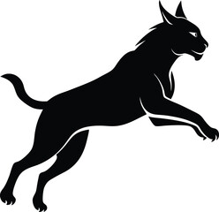 Black Lynx Silhouette Vector Illustration Leaping Wildcat Feline Predator Graphic Design Element Animal Mascot Icon Symbol