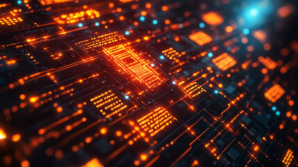 Fototapeta premium Digital code flowing over a blue background symbolizing technology, innovation, and the future of data processing in the digital world, representing connectivity, security, and advancement