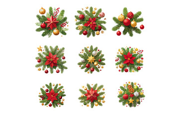 Christmas Decorations Featuring Festive Arrangements of Pine and Ornaments