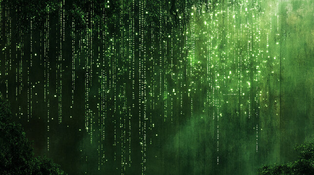 Digital code flowing over a blue background symbolizing technology, innovation, and the future of data processing in the digital world, representing connectivity, security, and advancement