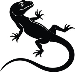 Obraz premium Black Lizard Vector Illustration: Reptile Graphic, Silhouette Design, Animal Clipart, Wildlife Art, Isolated Image, Tattoo Style