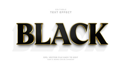 Black 3d text, editable text effect golden