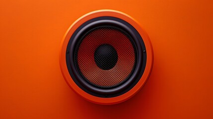 Close up view of main part of speaker on orange background