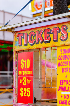 Ticket booth in sideshow alley of showground event