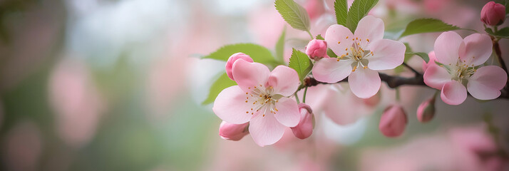 Obraz premium A beautiful close-up image capturing delicate pink blossoms against a blurred background, showcasing the fleeting beauty of nature in a peaceful springtime setting.