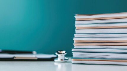 Medical insurance id card stack office desk document close-up health