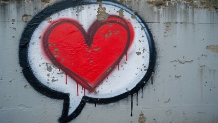 Graffiti Heart Speech Bubble, Urban Love Chalk Art
