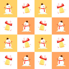 Fototapeta premium Snowman Christmas Happy YELLOW 