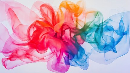 An abstract swirl of smoke in pastel gradients on a plain white canvas.