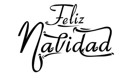 Feliz Navidad Calligraphy style with a white background is good for greeting card designs, posters and banners