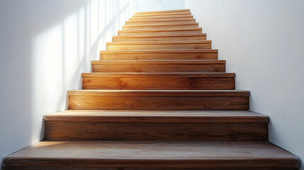 Sunlit wooden stairs gracefully ascending within a cozy home radiate warmth and comfort inviting one to rise upward symbolizing progress hope and the welcoming embrace of a familiar living space