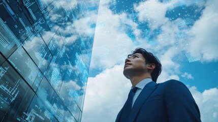 高層ビルとビジネスマン