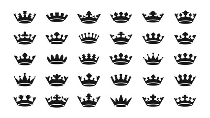 Crown icon set. Symbol of power, wealth. Royal, premium quality, vip, elite, luxury design element © ~ Bitter ~