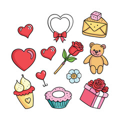 A Set of Valentine's Day Ornament Illustrations