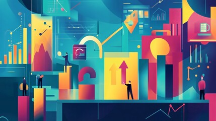 Obraz premium Illustration of business, economy, and currency insights. Exploring the dynamics of trade in a changing global economy. The connection between business strategies and currency dynamics.