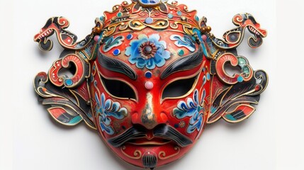 Naklejka premium Traditional Chinese opera mask, isolate on white background, used during New Year festivities,