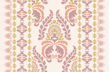 Motifs Ikat floral paisley embroidery background.geometric ethnic oriental pattern traditional.Aztec-style abstract vector illustration. Design for texture, fabric, clothing, wrapping, decoration