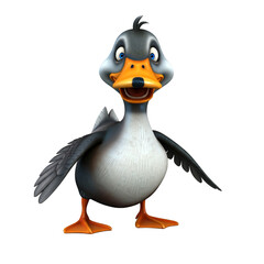 Obraz premium 3D Cartoon Robin Bird in a Winter Hat, a Cute and Funny Wildlife Character, duck