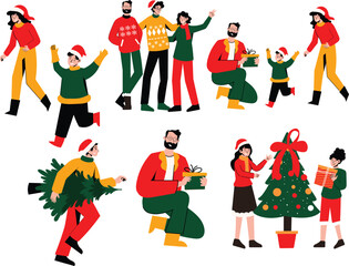 set of christmast set illustration vector