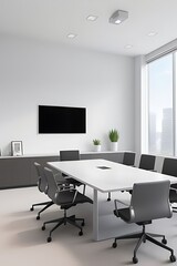 Blank digital display mounted in office