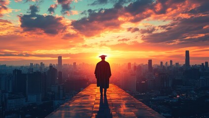 Fototapeta premium Graduate Silhouette at Sunset