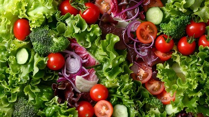 Healthy salads bursting with nutritious ingredients delicious flavours and textures giving a good appetite appeal