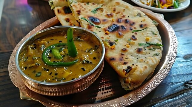 Healthy stuffed parotha stuffed with green chillies