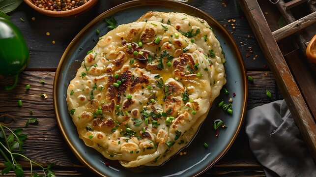Healthy stuffed parotha stuffed with green chillies