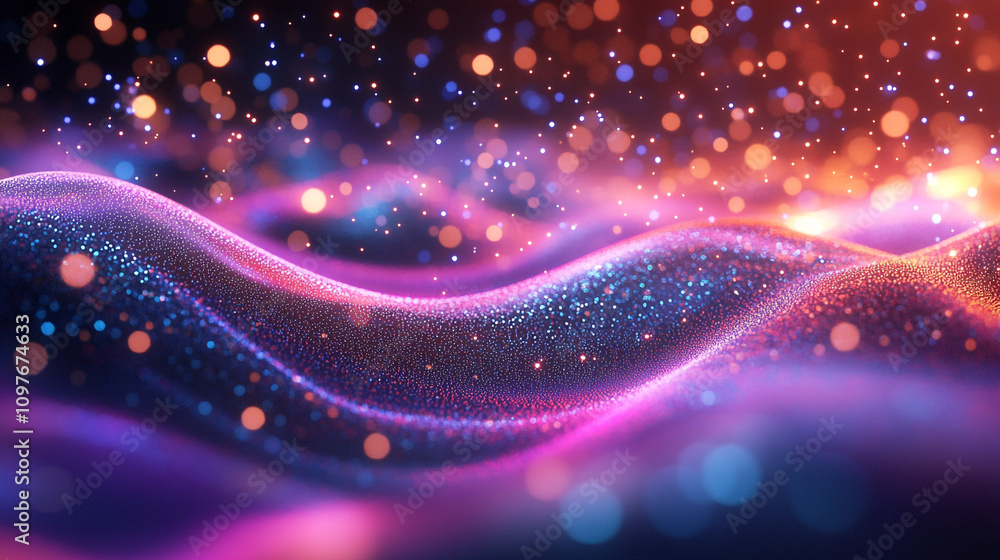 Poster vibrant colorful abstract background with glittering lights, creating a sense of motion and energy. 