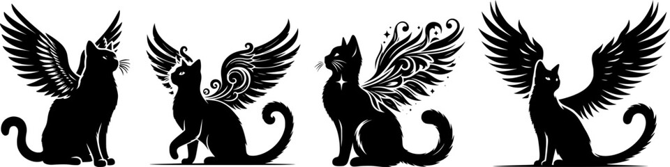 angel of cats, Mystical Winged Felines A Fantasy Art Collection, Enchanted Cats The Magic of Winged Companions, Whimsical Winged Cats A Journey into Fantasy.