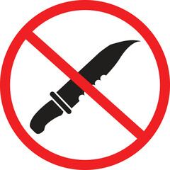 Forbidden knife Prohibited Warning. Knife prohibited icon. Knives not allowed sign. no knife no weapon symbol. flat style.