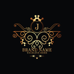 creative  new latter j logo design  and latter  initial logo. j monogram latter logo , golden  new j logo design with black color ,new template design