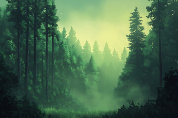 Obraz premium Lush greenery captured in stunning digital artwork.
