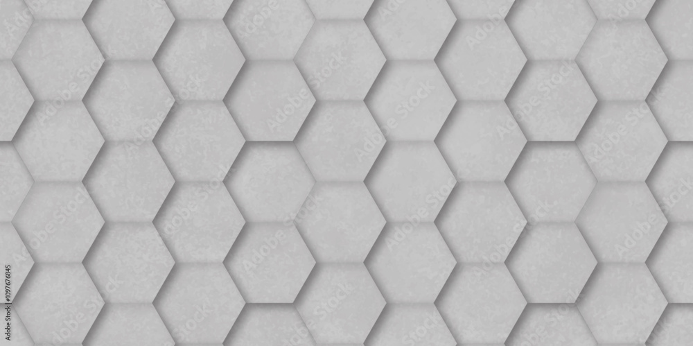 Poster abstract background 3d hexagon pattern with grunge wall effect gray, black texture. futuristic geome