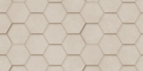 Abstract background 3d hexagon pattern with grunge wall effect brown texture. futuristic geometry pattern honeycomb mosaic brown texture design. hexagon minimalist mesh cell texture design.