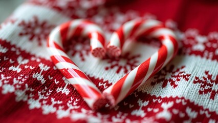 Christmas Candy Canes Heart on Knitted Sweater