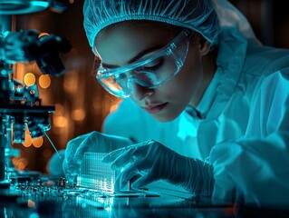 Woman Scientist Creating Laboratory Samples in High-Tech Lab