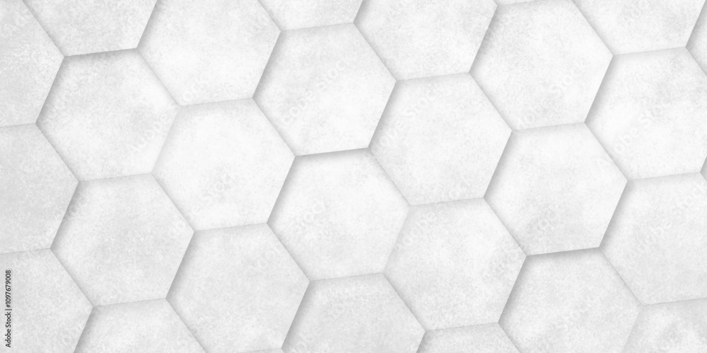 Poster abstract background 3d hexagon pattern with grunge wall effect white, gray texture. futuristic geome