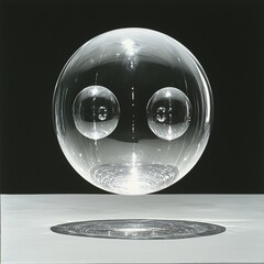 Transparent Sphere with Reflections on a Dark Background