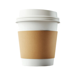 White disposable coffee cup with a cardboard sleeve
