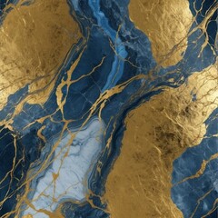 Naklejka premium Gold and blue marble stone textured background wallpaper.