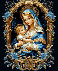 Fototapeta premium Mother of God with a baby. AI generative.
