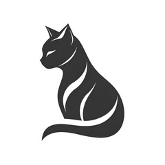 Modern cat silhouette logo design graphic art minimalist style digital environment flat vector concept for branding impact
