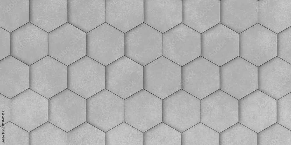Poster abstract background 3d hexagon pattern with grunge wall effect gray, black texture. futuristic geome
