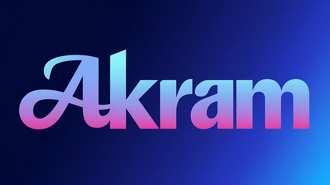 gradient-colored illustration of name Akram on blue background