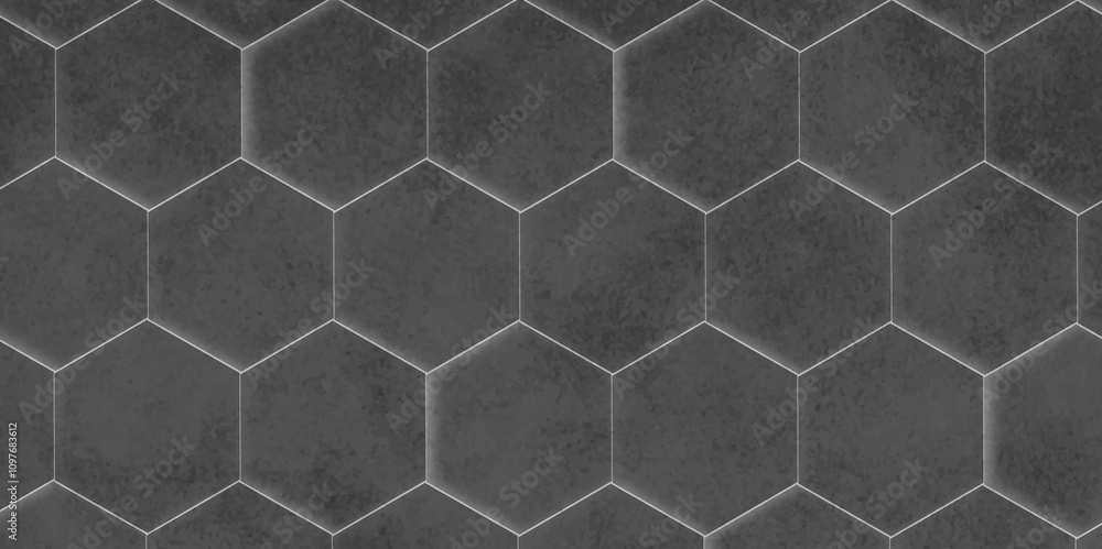 Poster abstract background 3d hexagon pattern with grunge wall effect black, gray texture. futuristic geome