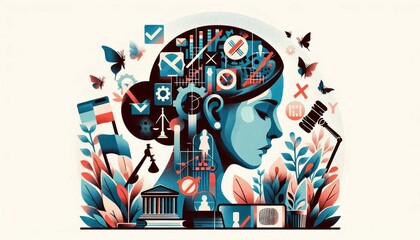 Obraz premium Illustration of cancel culture aftermath featuring a digital stocks concept with symbolic imagery and cultural elements