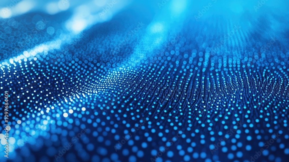 Poster a mesmerizing abstract pattern of blue light dots shimmering on a textured surface, creating a capti